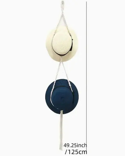 Boho Hat Organizer with Tassels for Home Decor