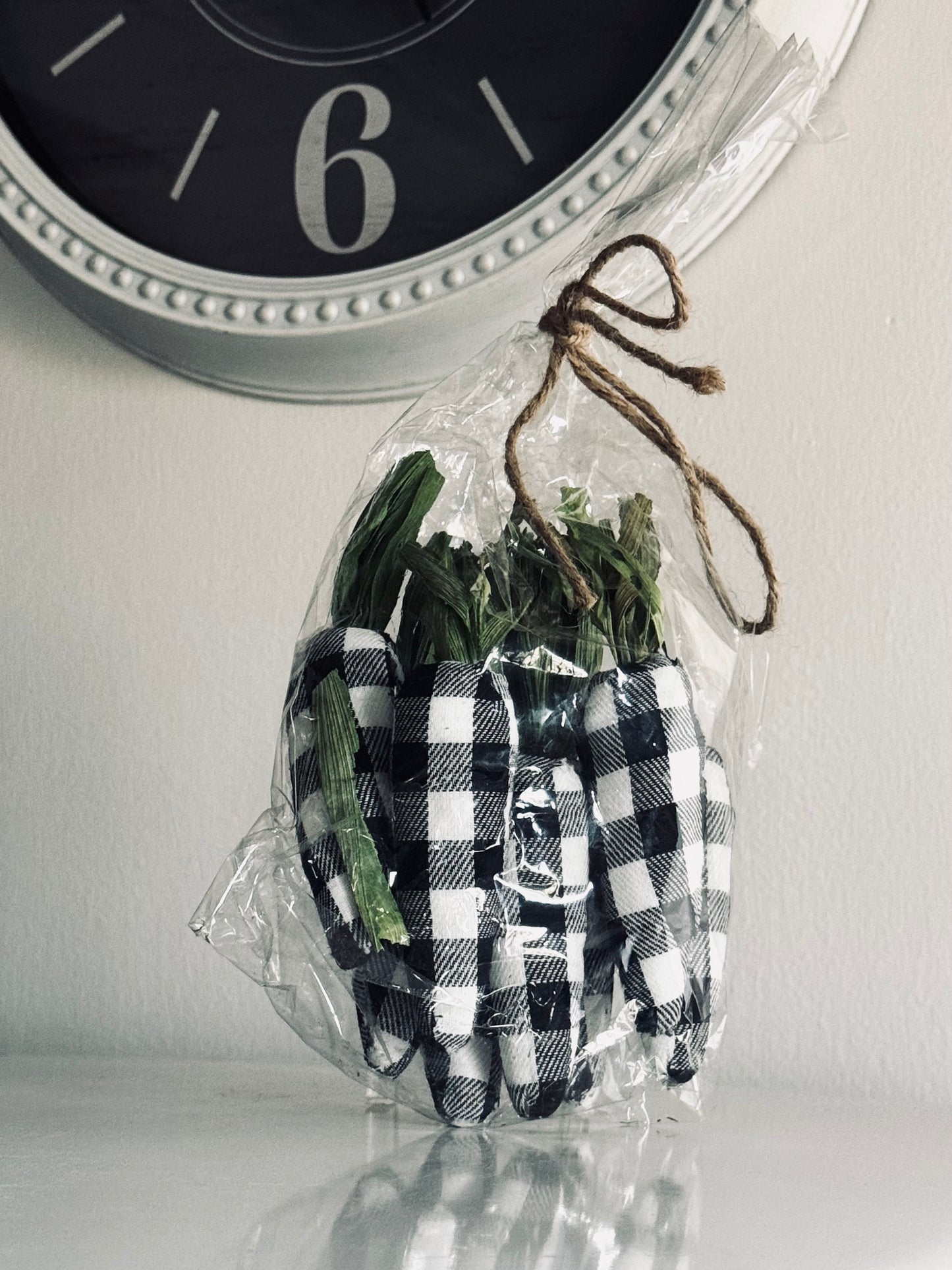 Set of Eight, Black & White Buffalo Plaid Carrots