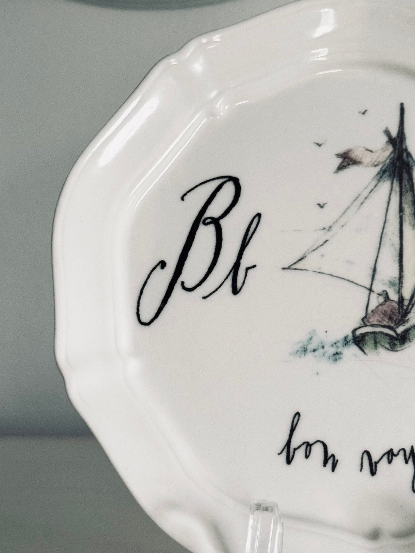 Linea Carta by Dina Pyari, Letter B Plate, Bon Voyage, by Anthropologie Serving Platter Home Accent