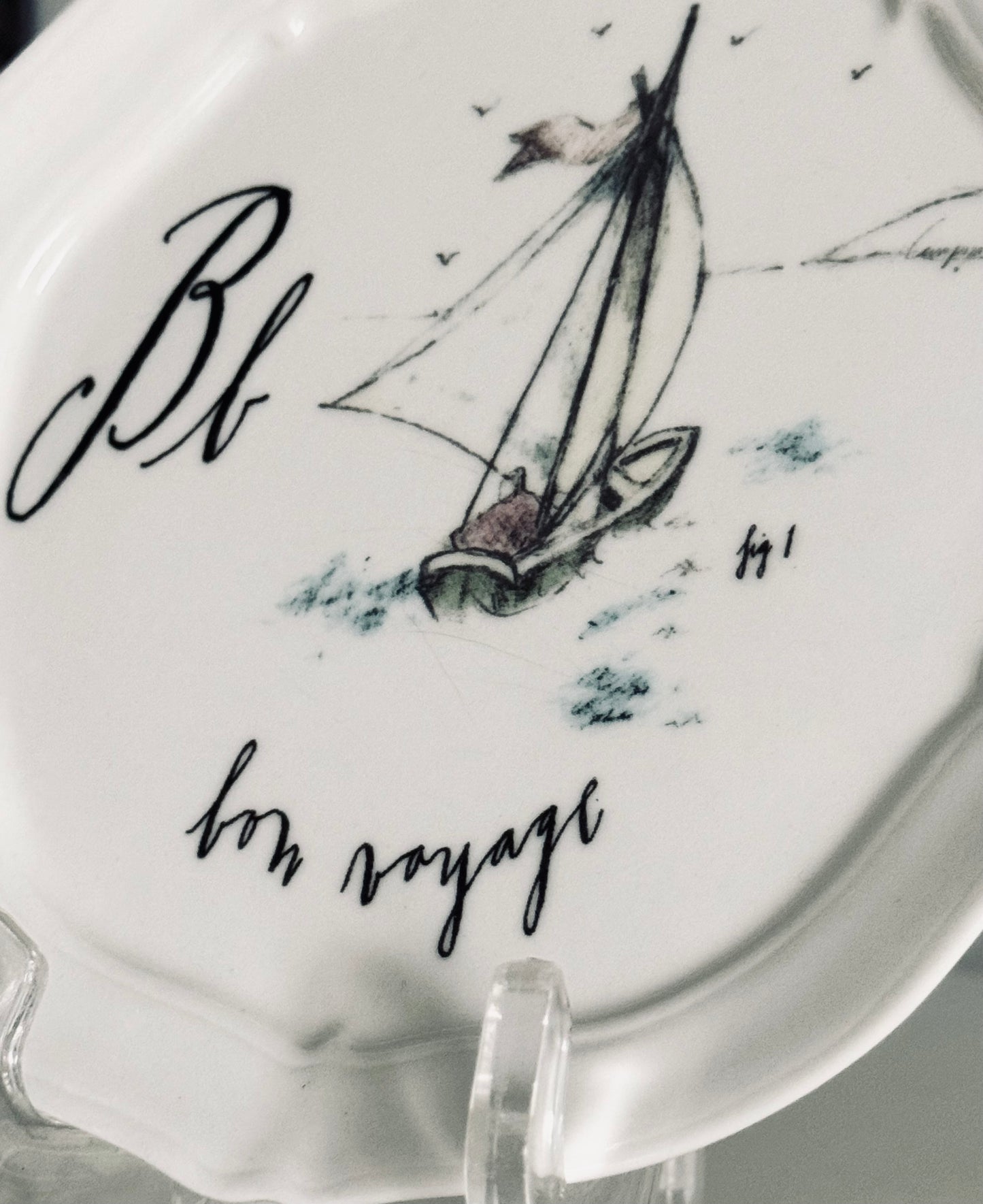 Linea Carta by Dina Pyari, Letter B Plate, Bon Voyage, by Anthropologie Serving Platter Home Accent