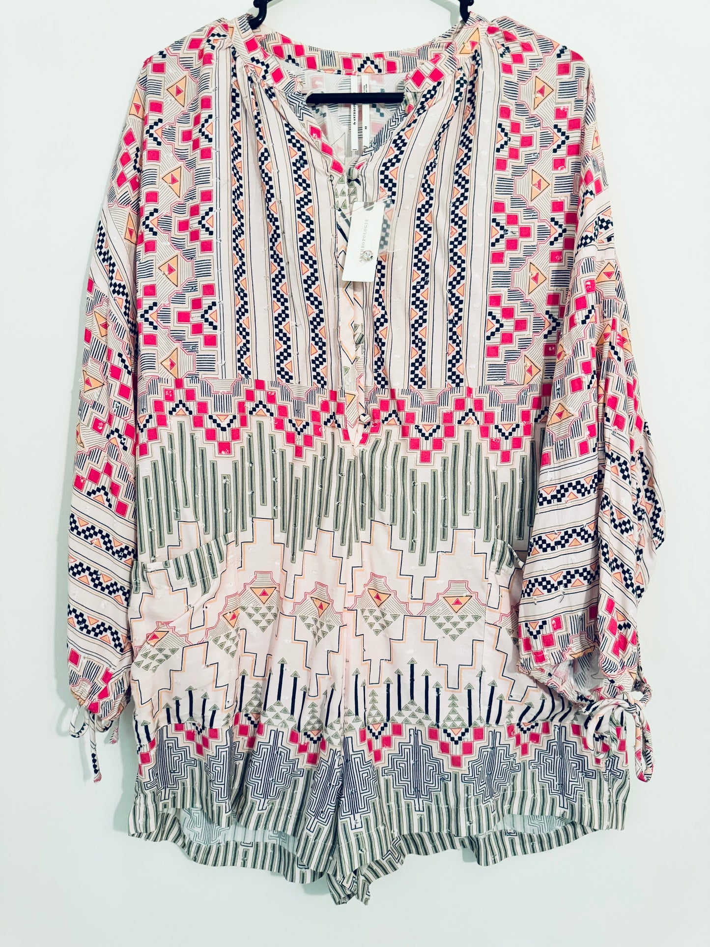 Anthropologie, Casual Sleep Romper Tribal Print Size XSmall