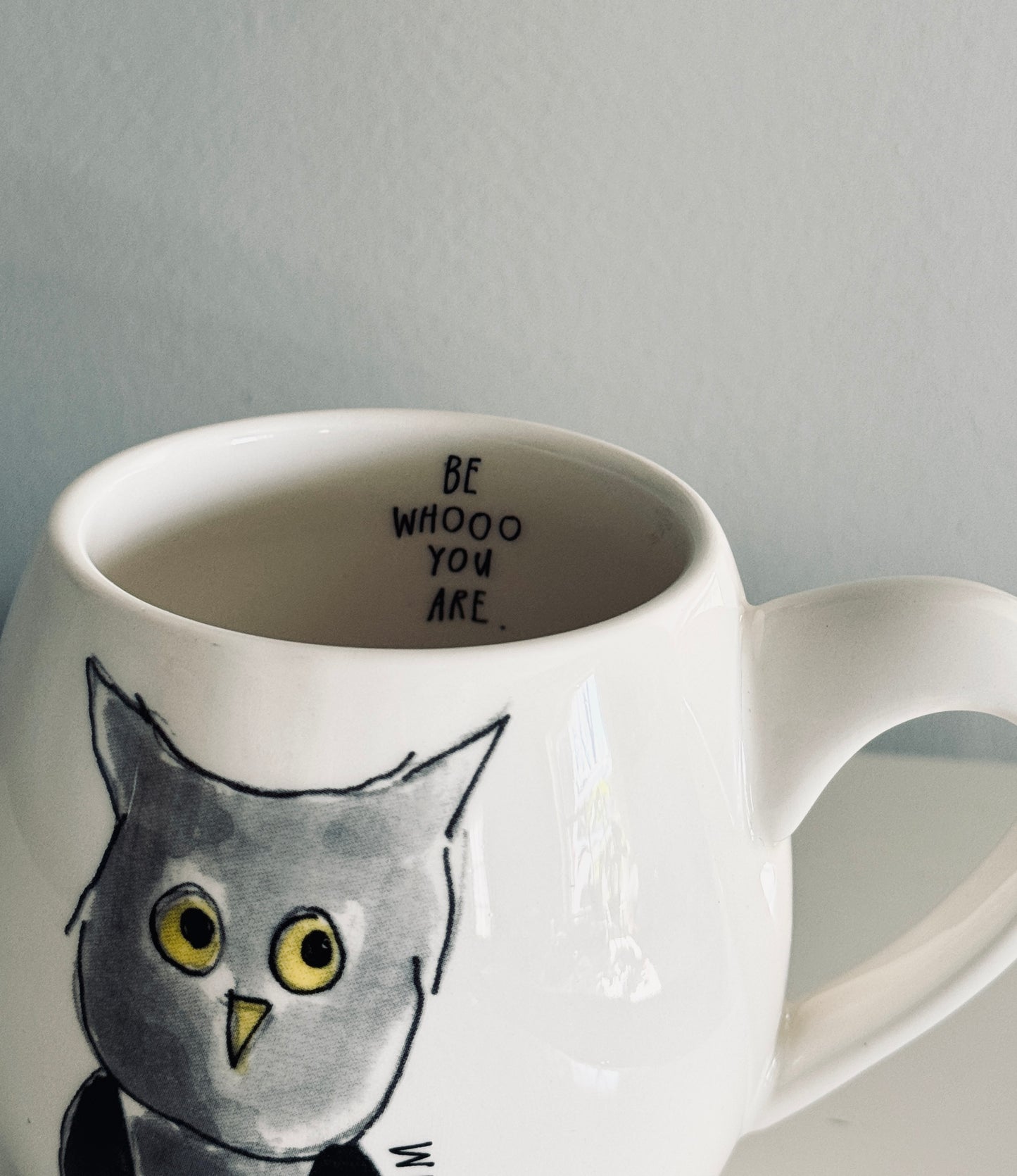 Rae Dunn by Magenta, Be Whooo You Are Ceramic Coffee Mug with Owl Icon