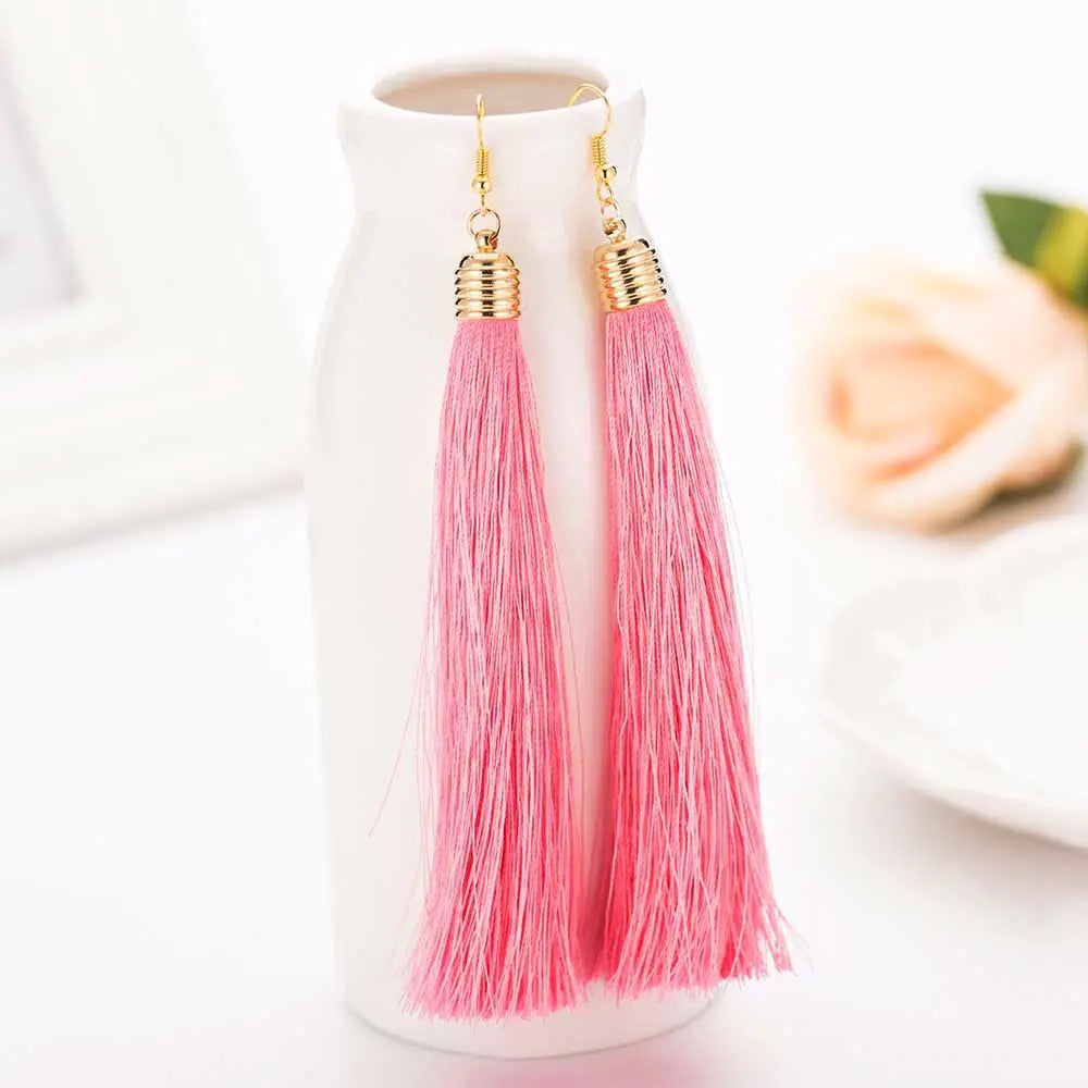 Long Tassel Earrings - Handmade Bohemian Design