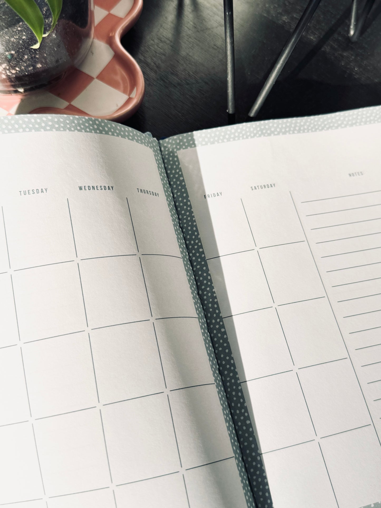 Hardcover Planner with Stickers and Monthly Calendar, Minimal Lined Pages