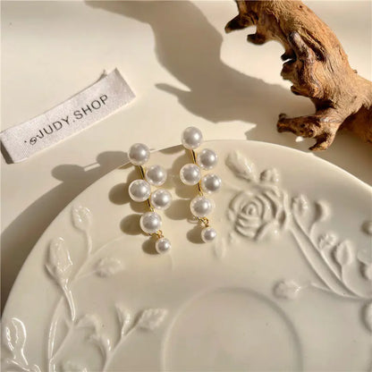 Bohemian High-Level Pearl Geometric Earrings