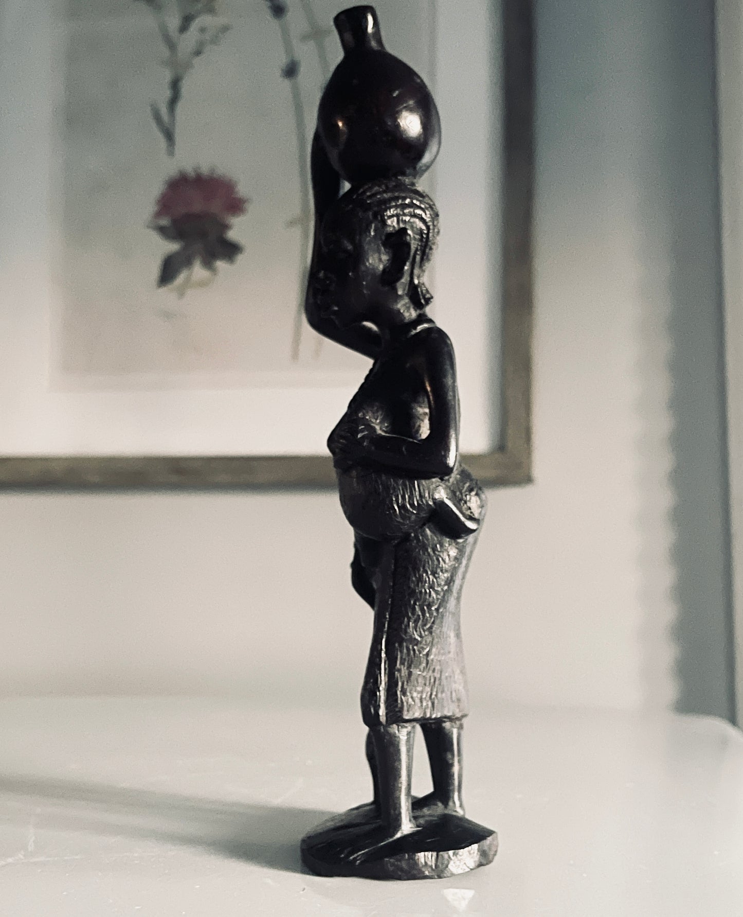 NOVICA Handmade Hardworking Mother and Child, Ebony Wood Sculpture, Black