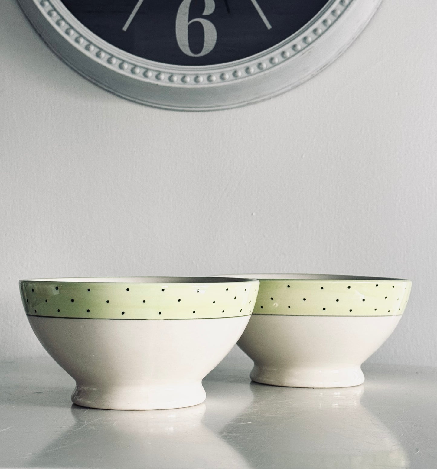 Rae Dunn by Magenta, Green Polka Dot Taste Bowl Set, Farmhouse Kitchen Accents