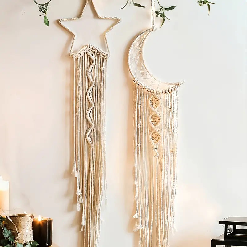 Boho Hand Woven Moon Dream Catcher