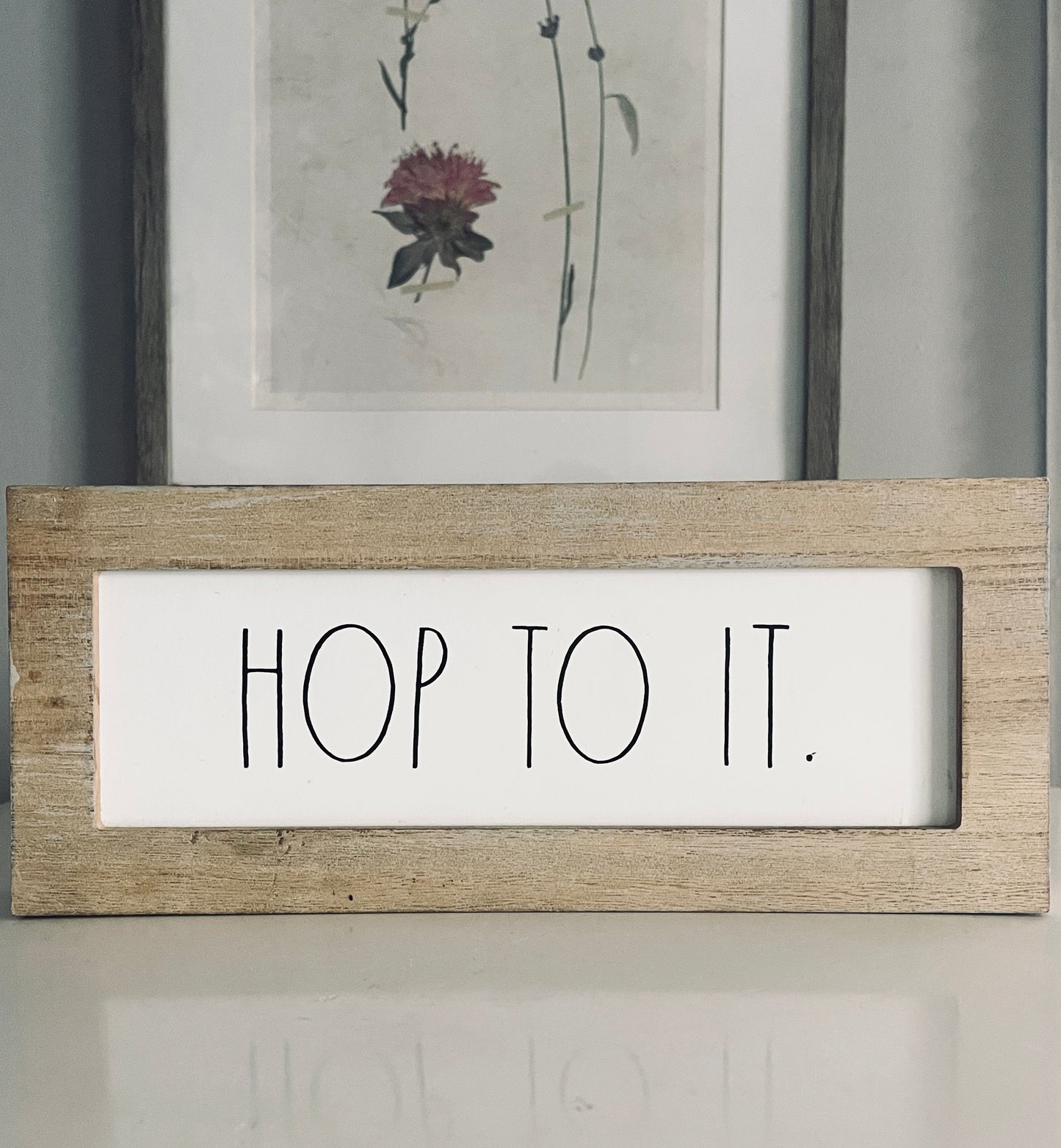 Rae Dunn by Magenta, Wooden Hop To It Shelf Accent, Hangable Wall Art