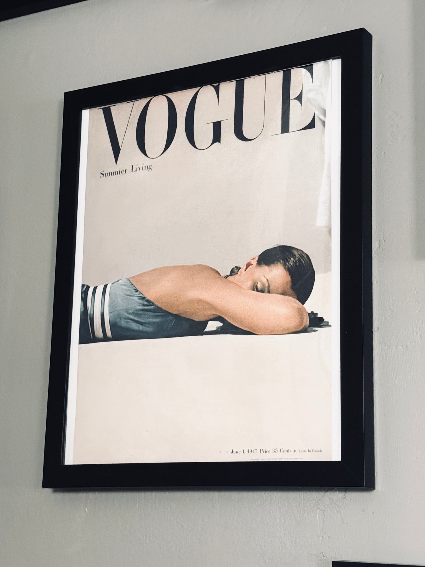 Vintage Vogue Magazine Archive June 1, 1947 Print on Card stock Framed Artwork Like New