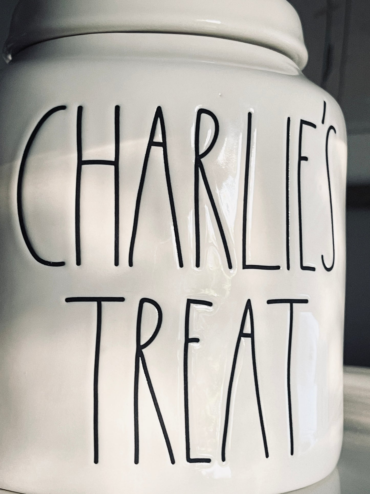 Rae Dunn by Magenta, Extremely Rare Large Ceramic Charlie’s Treat Cookie Jar Canister