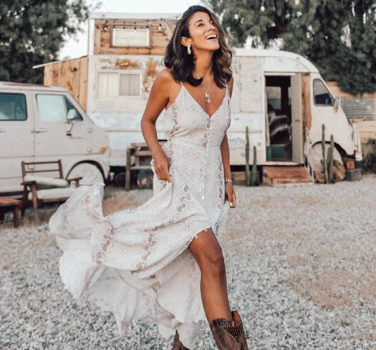 Bohemian Snake Print Ruffled Beach Dress