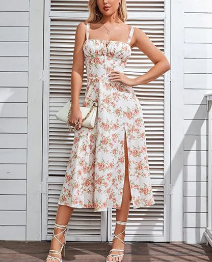 Bohemian Floral Midi Tank Dress