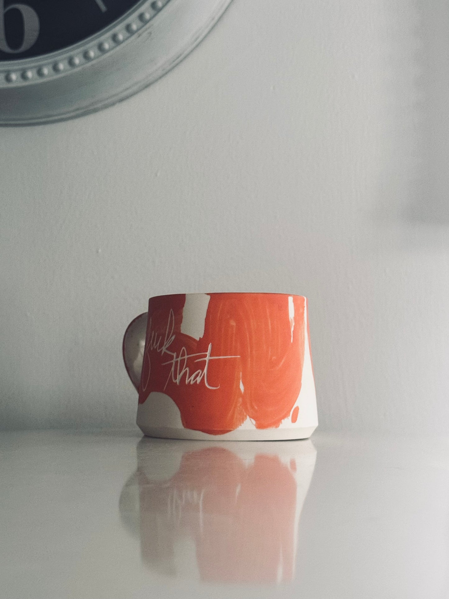 Ceramics & Theory, Orange Abstract F That Short Coffee Mug