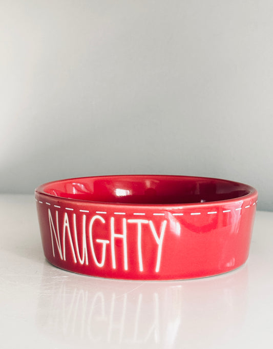 Rae Dunn by Magenta, Red Naughty Pet Bowl Small