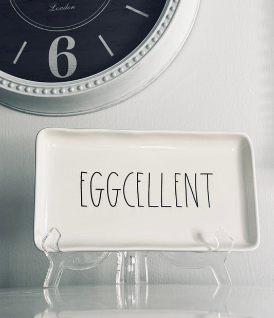 Rae Dunn by Magenta, Ceramic Rectangle Eggcellent Platter Serving Tray