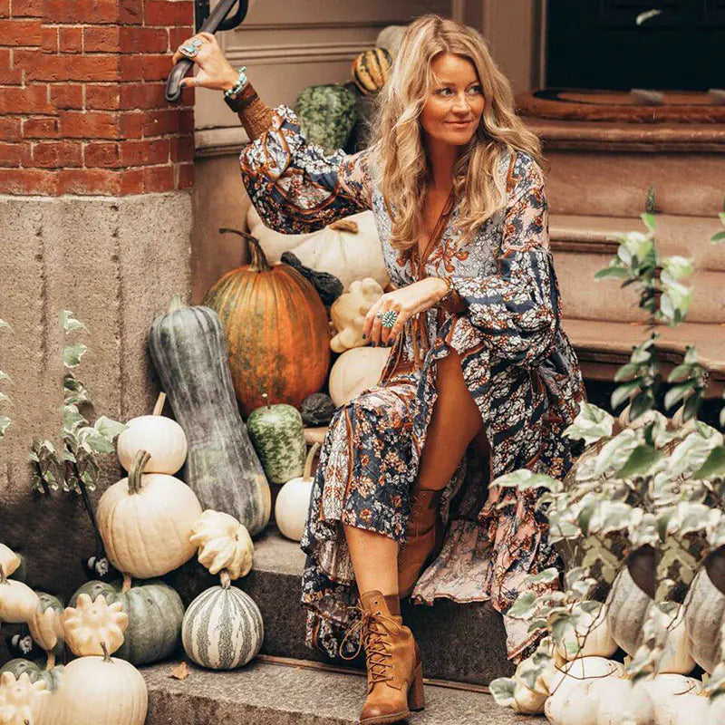 Bohemian Irregular Print Vintage Dress