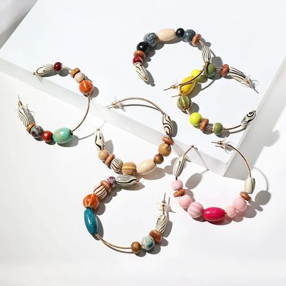 Bohemian Colorful Wooden Earrings and Studs