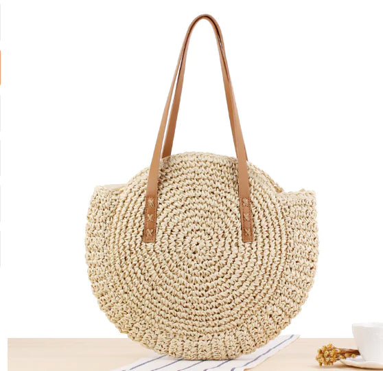 Bohemian Round Woven Grass Shoulder Bag