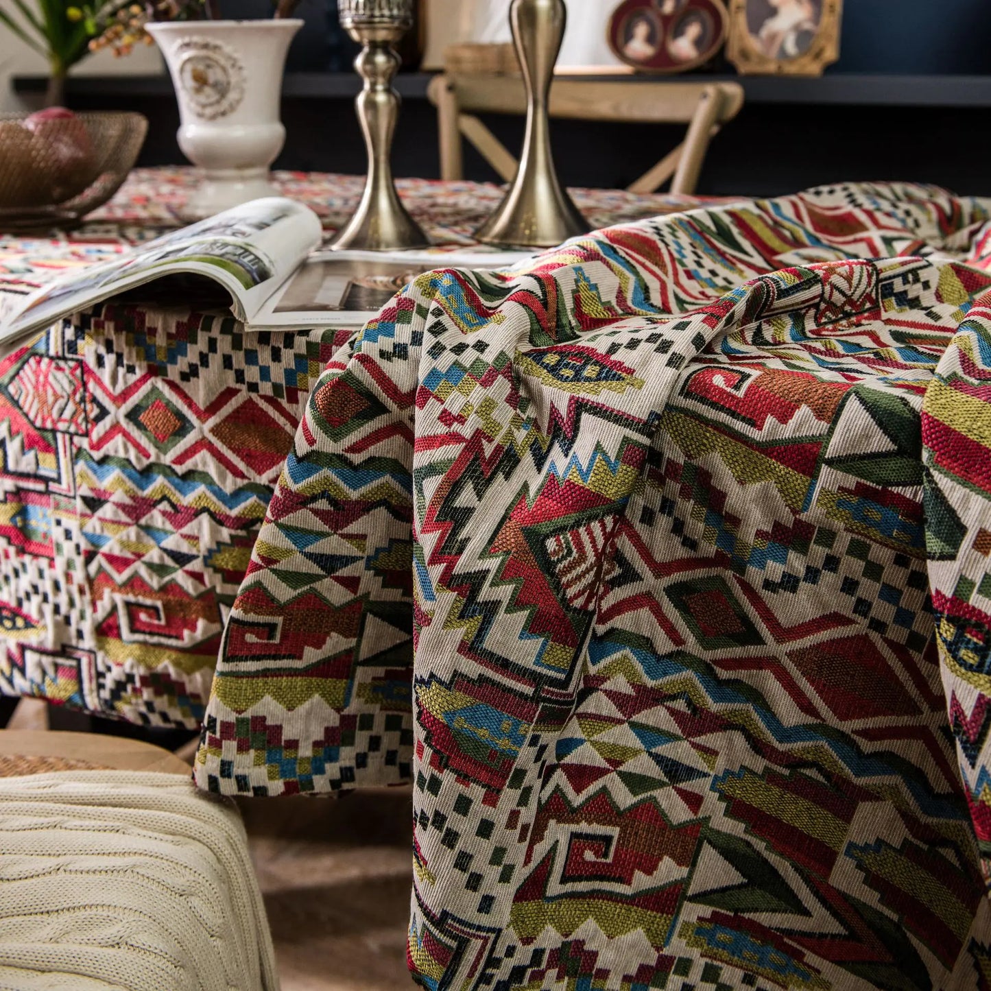 Bohemian Style Double-Sided Colorful Tablecloth