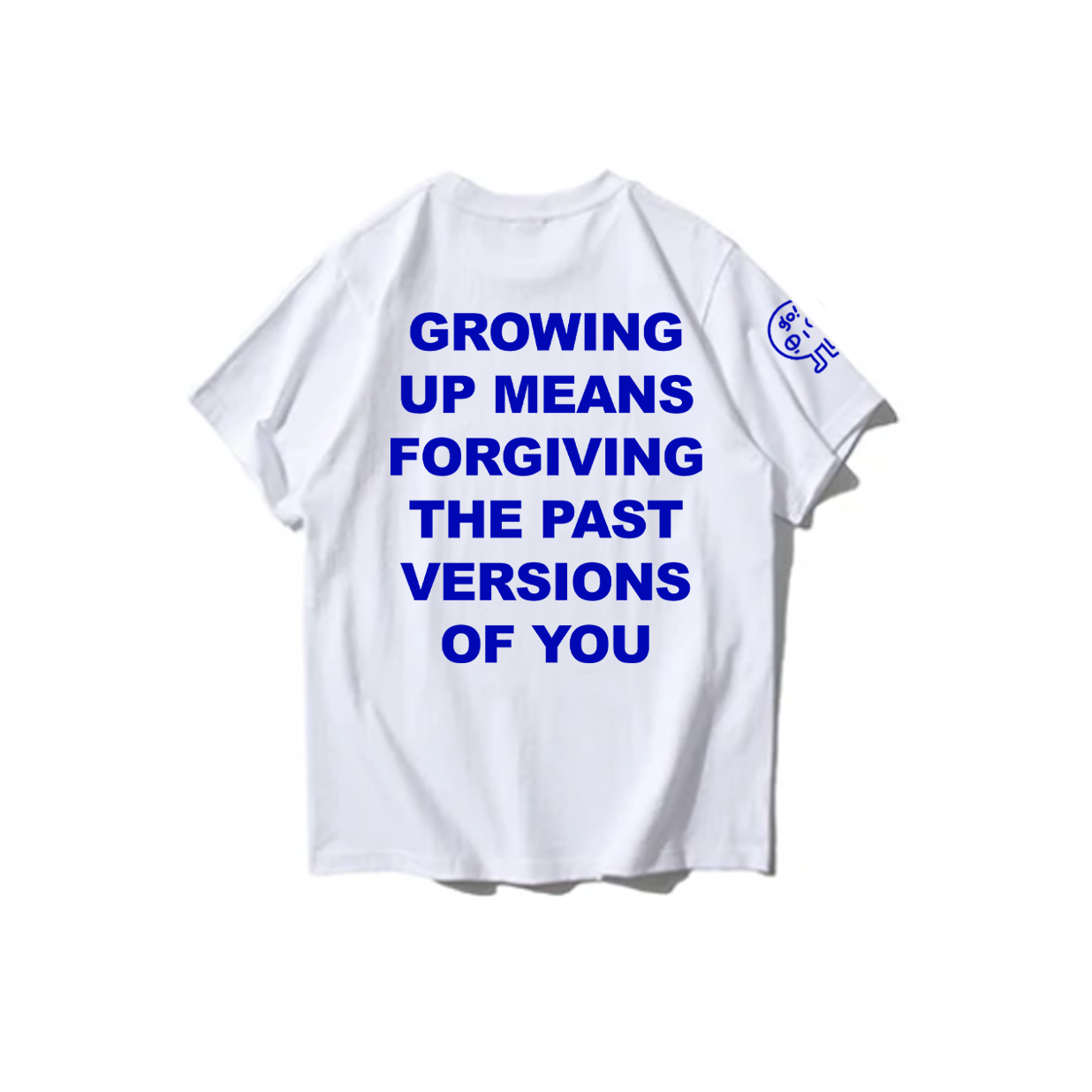 GROWING UP MEANS FORGIVING THE PAST VERSIONS OF YOU: Embroidered short sleeve t-shirt-4