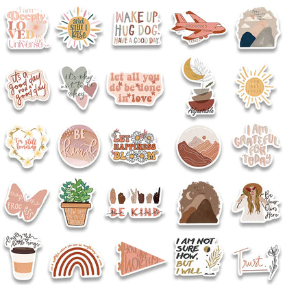Boho Vintage Inspirational Stickers for Various Surfaces