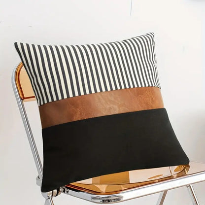 Faux Leather Stitching Pattern Pillow Case