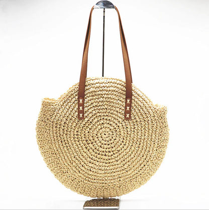 Bohemian Round Woven Grass Shoulder Bag