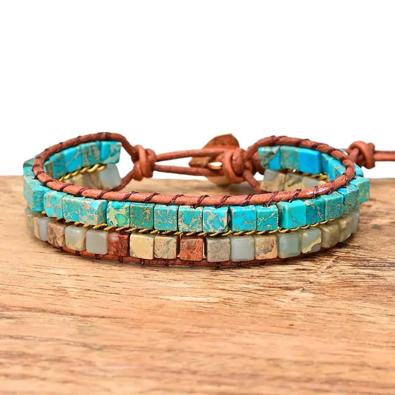 Double-Layer Bead Leather Bohemian Bracelet