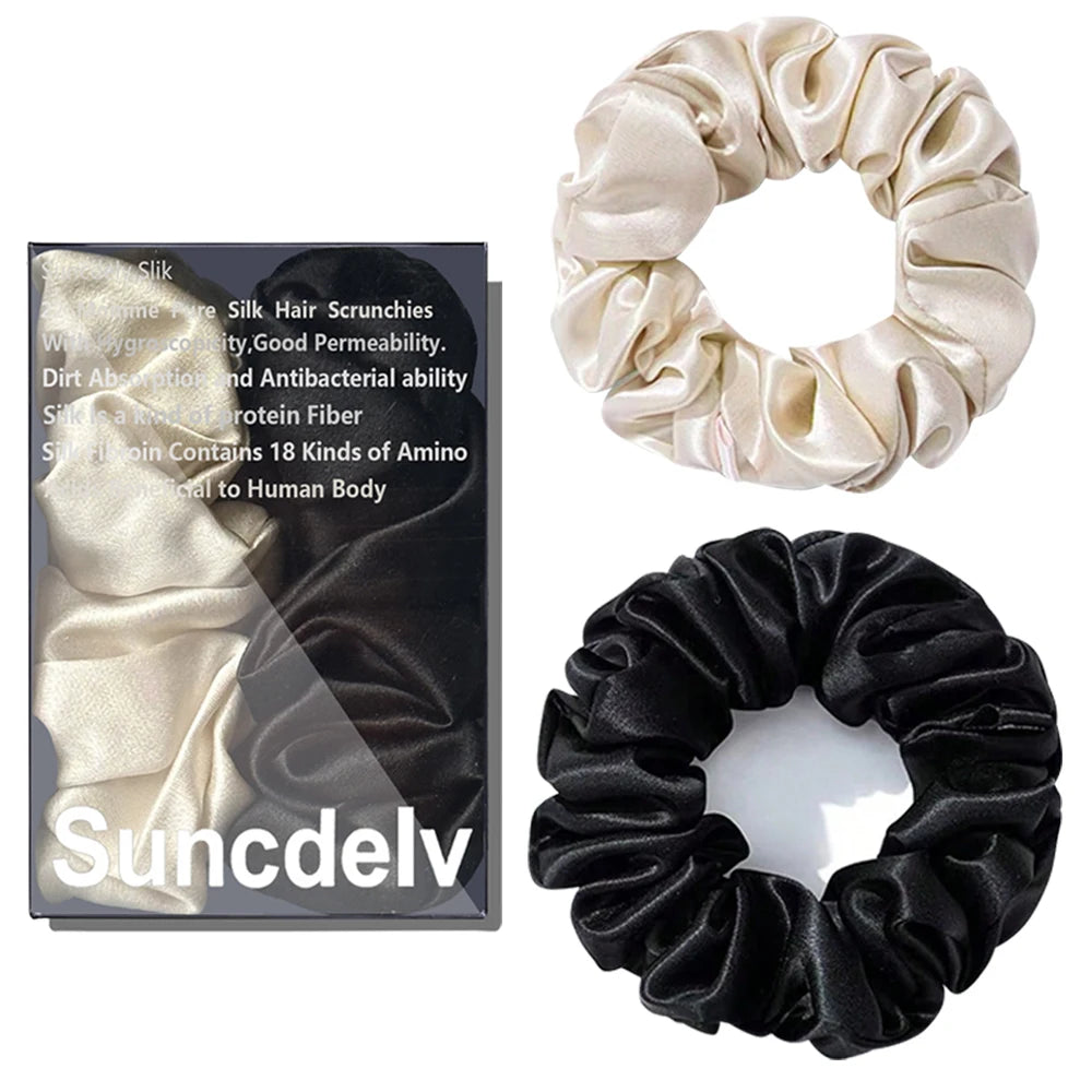 Pure Mulberry Silk Hair Scrunchie Handmade Hair Accessories Natural HairTies