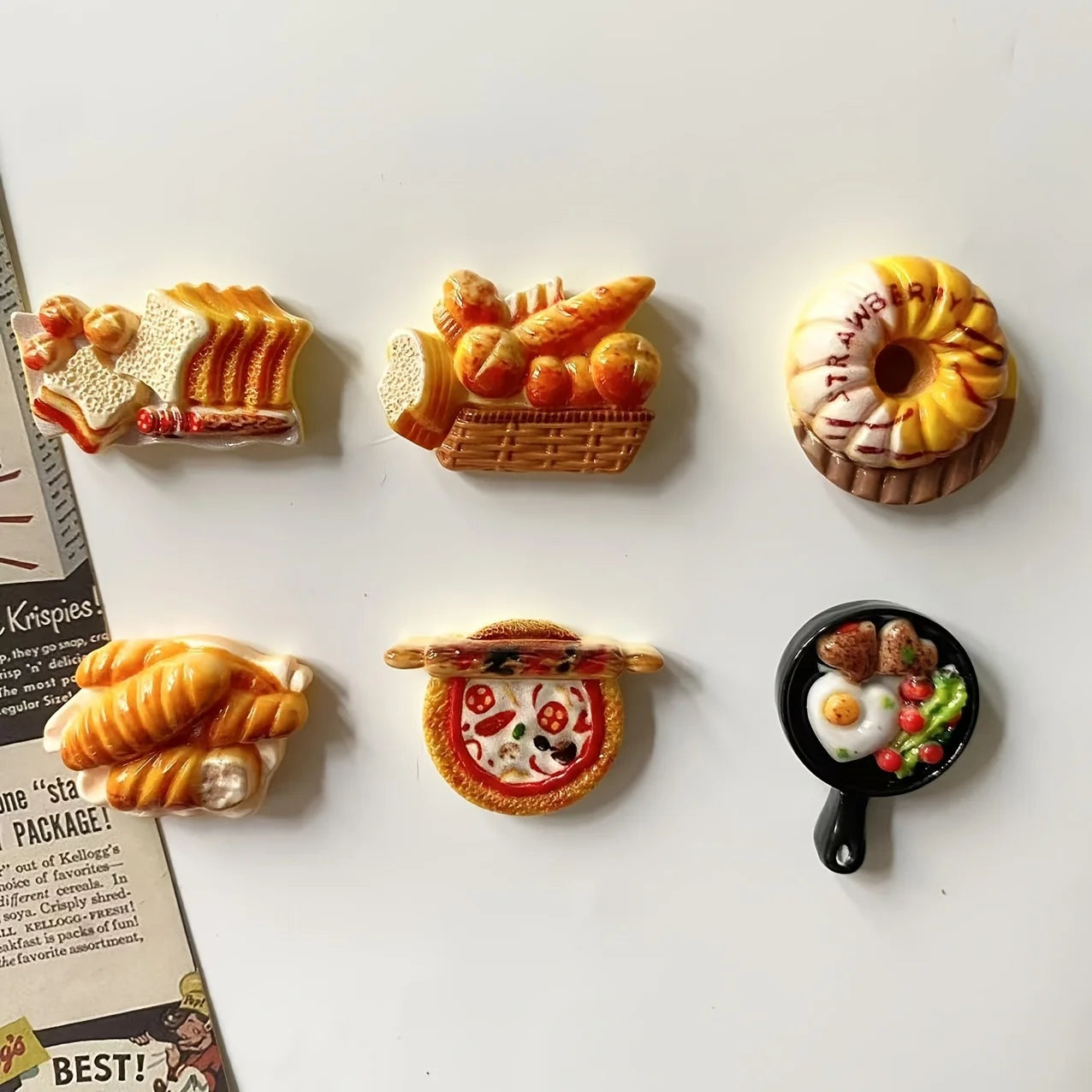 6Pcs/12pcs Miniature Resin Food Refrigerator Magnets Home Decor Magnets Food Magnets Decor Magnets