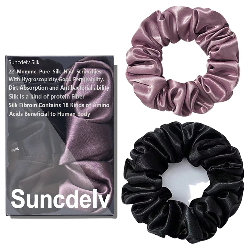 Pure Mulberry Silk Hair Scrunchie Handmade Hair Accessories Natural HairTies