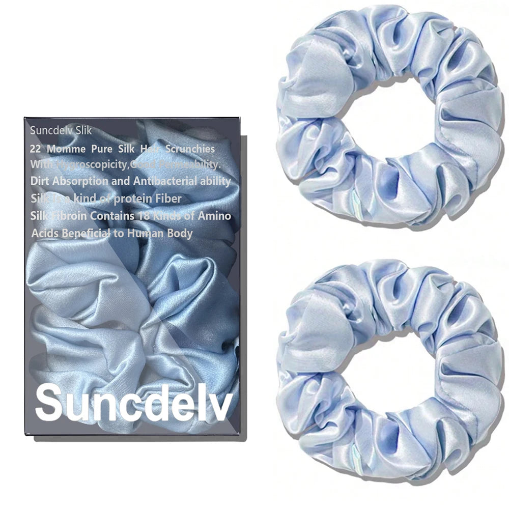 Pure Mulberry Silk Hair Scrunchie Handmade Hair Accessories Natural HairTies