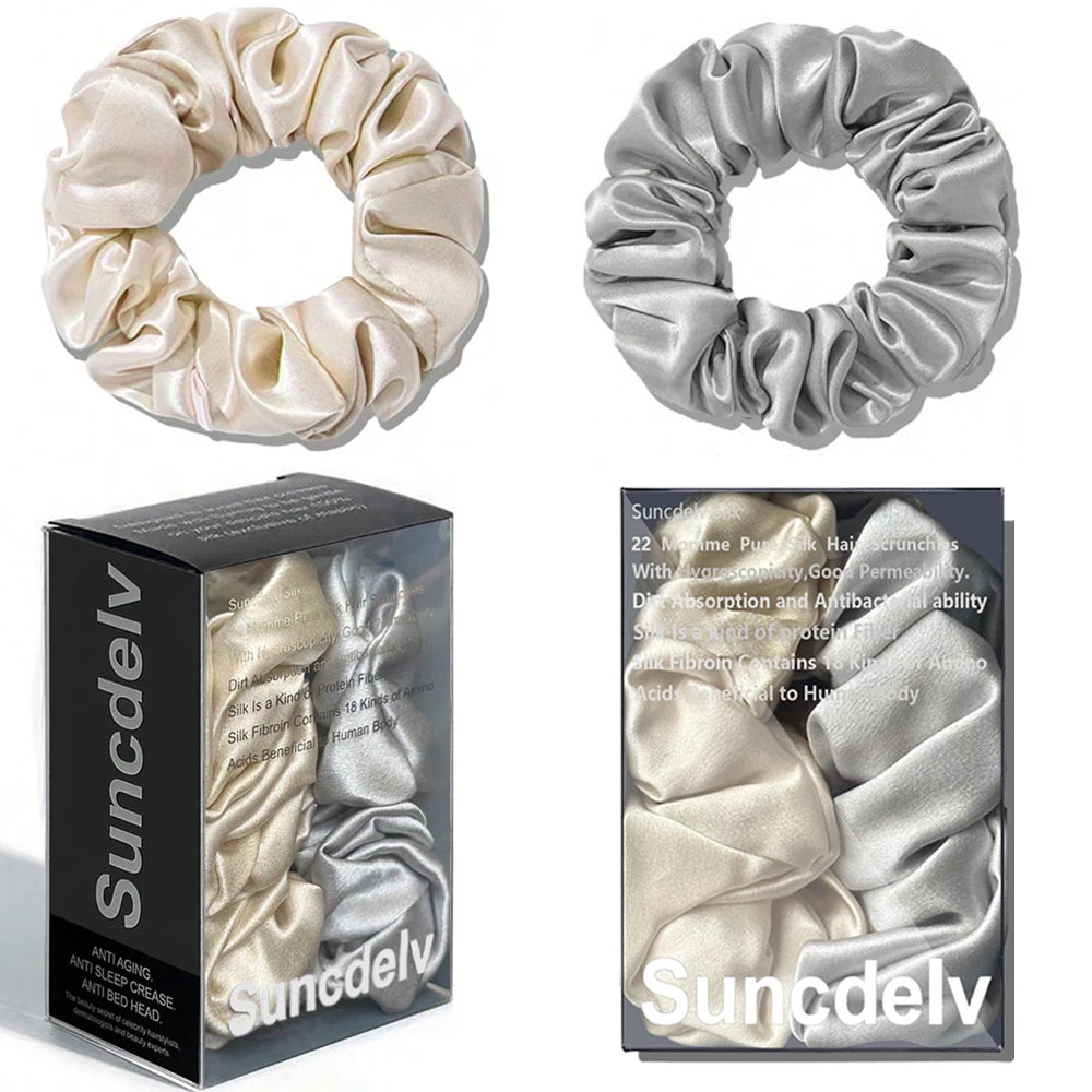 Pure Mulberry Silk Hair Scrunchie Handmade Hair Accessories Natural HairTies