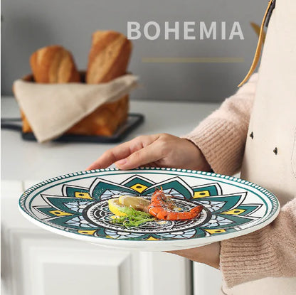 Bohemian Hand-Painted Ceramic Decorative Plate