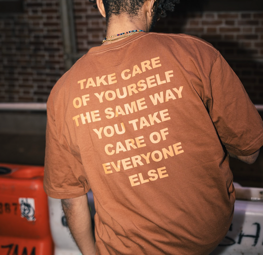 TAKE CARE OF YOURSELF: Embroidered short sleeve t-shirt-0