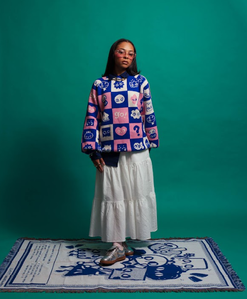SHINYUU: Thick knit jacquard sweater-1