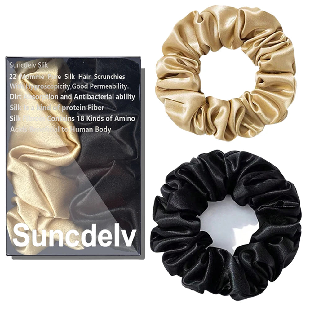 Pure Mulberry Silk Hair Scrunchie Handmade Hair Accessories Natural HairTies