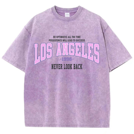 Los Angeles 1996 Acid Washed Printed Tee, Clothing Comfort Half Sleeve T-Shirt Round Neck Retro Punk