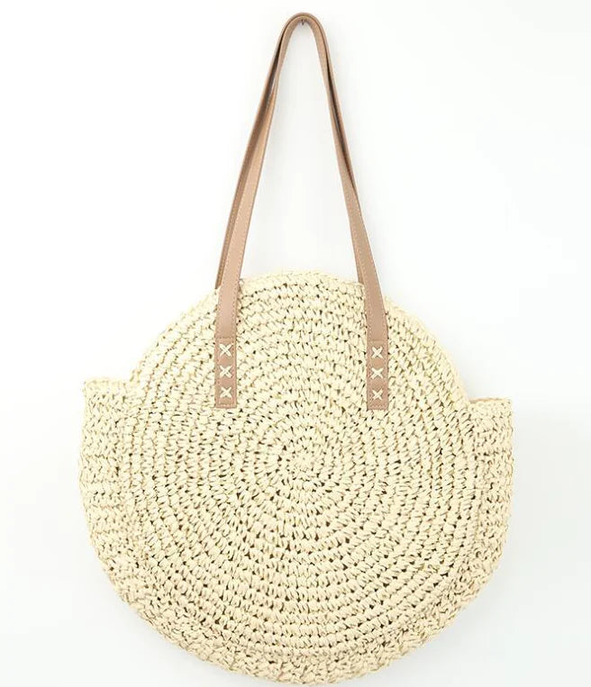 Bohemian Round Woven Grass Shoulder Bag