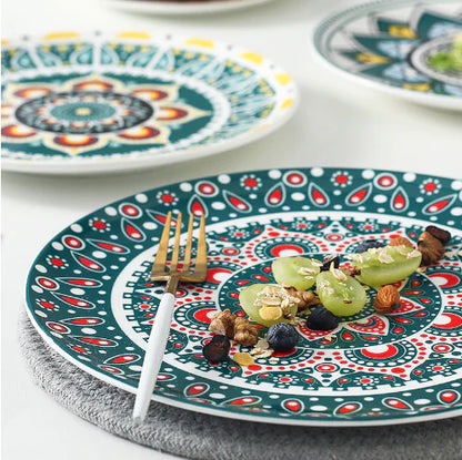 Bohemian Hand-Painted Ceramic Decorative Plate