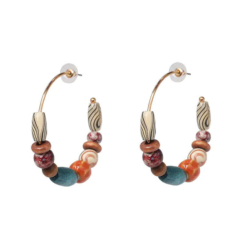 Bohemian Colorful Wooden Earrings and Studs