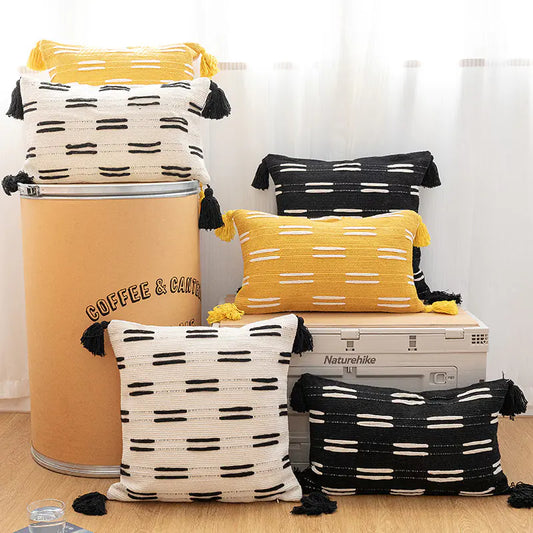 Bohemian Fringe Lines Decorative Pillow Cover