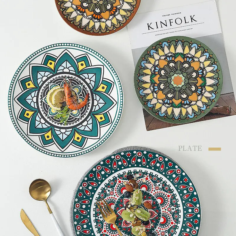 Bohemian Hand-Painted Ceramic Decorative Plate