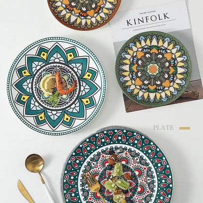 Bohemian Hand-Painted Ceramic Decorative Plate