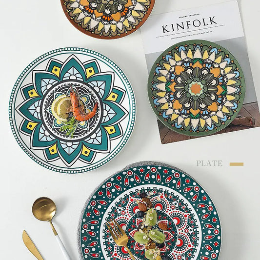 Bohemian Hand-Painted Ceramic Decorative Plate