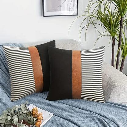 Faux Leather Stitching Pattern Pillow Case