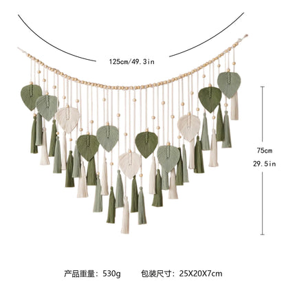 Handwoven Bohemian Leaf Tapestry