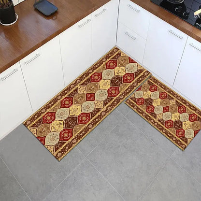Boho Kitchen Mat - Absorbent Non-Slip Indoor Rug