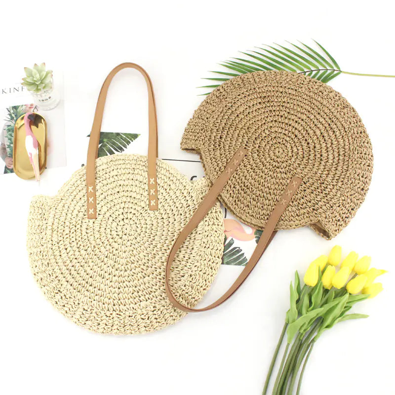 Bohemian Round Woven Grass Shoulder Bag